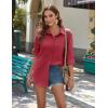 imageZeagoo Womens Button Down Shirts Long Sleeve Cotton Gauze Tops Casual Collared Blouses Loose FitWine Red