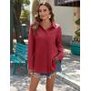 imageZeagoo Womens Button Down Shirts Long Sleeve Cotton Gauze Tops Casual Collared Blouses Loose FitWine Red