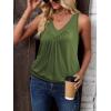 imageZeagoo Womens Tank Tops Loose Fit V Neck Ruched Sleeveless Tops Casual Basic Banded Shirts SXXLArmy Green