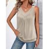 imageZeagoo Womens Tank Tops Loose Fit V Neck Ruched Sleeveless Tops Casual Basic Banded Shirts SXXLBeige