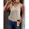 imageZeagoo Womens Tank Tops Loose Fit V Neck Ruched Sleeveless Tops Casual Basic Banded Shirts SXXLBeige