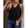 imageZeagoo Womens Tank Tops Loose Fit V Neck Ruched Sleeveless Tops Casual Basic Banded Shirts SXXLBlack