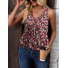 imageZeagoo Womens Tank Tops Loose Fit V Neck Ruched Sleeveless Tops Casual Basic Banded Shirts SXXLBlack White Red Flower