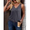 imageZeagoo Womens Tank Tops Loose Fit V Neck Ruched Sleeveless Tops Casual Basic Banded Shirts SXXLDark Grey