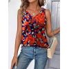 imageZeagoo Womens Tank Tops Loose Fit V Neck Ruched Sleeveless Tops Casual Basic Banded Shirts SXXLNavy Black Red Flower