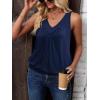 imageZeagoo Womens Tank Tops Loose Fit V Neck Ruched Sleeveless Tops Casual Basic Banded Shirts SXXLNavy Blue