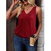imageZeagoo Womens Tank Tops Loose Fit V Neck Ruched Sleeveless Tops Casual Basic Banded Shirts SXXLRed