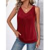 imageZeagoo Womens Tank Tops Loose Fit V Neck Ruched Sleeveless Tops Casual Basic Banded Shirts SXXLRed