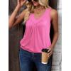 imageZeagoo Womens Tank Tops Loose Fit V Neck Ruched Sleeveless Tops Casual Basic Banded Shirts SXXLRose Red