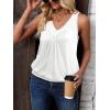 imageZeagoo Womens Tank Tops Loose Fit V Neck Ruched Sleeveless Tops Casual Basic Banded Shirts SXXLWhite