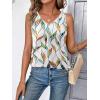 imageZeagoo Womens Tank Tops Loose Fit V Neck Ruched Sleeveless Tops Casual Basic Banded Shirts SXXLWhite Green Yellow Leaves