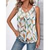 imageZeagoo Womens Tank Tops Loose Fit V Neck Ruched Sleeveless Tops Casual Basic Banded Shirts SXXLWhite Green Yellow Leaves
