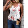 imageZeagoo Womens Tank Tops Loose Fit V Neck Ruched Sleeveless Tops Casual Basic Banded Shirts SXXLWhite Red Blue Flower