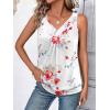 imageZeagoo Womens Tank Tops Loose Fit V Neck Ruched Sleeveless Tops Casual Basic Banded Shirts SXXLWhite Red Blue Flower