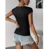 imageZeagoo Womens Tank Tops Ribbed Knit Crew Neck Shirts Cap Sleeve Slim Fitted Ruched Basic TeesBblack