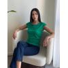 imageZeagoo Womens Tank Tops Ribbed Knit Crew Neck Shirts Cap Sleeve Slim Fitted Ruched Basic TeesBgreen