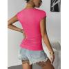 imageZeagoo Womens Tank Tops Ribbed Knit Crew Neck Shirts Cap Sleeve Slim Fitted Ruched Basic TeesBhotpink