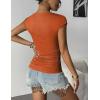 imageZeagoo Womens Tank Tops Ribbed Knit Crew Neck Shirts Cap Sleeve Slim Fitted Ruched Basic TeesBorange