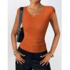 imageZeagoo Womens Tank Tops Ribbed Knit Crew Neck Shirts Cap Sleeve Slim Fitted Ruched Basic TeesBorange