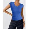 imageZeagoo Womens Tank Tops Ribbed Knit Crew Neck Shirts Cap Sleeve Slim Fitted Ruched Basic TeesBroyal Blue