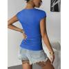 imageZeagoo Womens Tank Tops Ribbed Knit Crew Neck Shirts Cap Sleeve Slim Fitted Ruched Basic TeesBroyal Blue