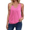 imageZeagoo Womens Tank Tops Loose Fit V Neck Ruched Sleeveless Tops Casual Basic Banded Shirts SXXLRose Red