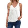 imageZeagoo Womens Tank Tops Loose Fit V Neck Ruched Sleeveless Tops Casual Basic Banded Shirts SXXLWhite