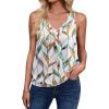 imageZeagoo Womens Tank Tops Loose Fit V Neck Ruched Sleeveless Tops Casual Basic Banded Shirts SXXLWhite Green Yellow Leaves