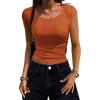 imageZeagoo Womens Tank Tops Ribbed Knit Crew Neck Shirts Cap Sleeve Slim Fitted Ruched Basic TeesBorange