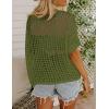 imageZeagoo Short Sleeve Crochet Sweater Lightweight Summer Tops Loose Hollow Out Crewneck PulloverArmy Green