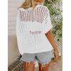 imageZeagoo Short Sleeve Crochet Sweater Lightweight Summer Tops Loose Hollow Out Crewneck PulloverAwhite