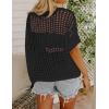 imageZeagoo Short Sleeve Crochet Sweater Lightweight Summer Tops Loose Hollow Out Crewneck PulloverBlack