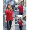 imageZeagoo Short Sleeve Crochet Sweater Lightweight Summer Tops Loose Hollow Out Crewneck PulloverRed