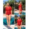 imageZeagoo Short Sleeve Crochet Sweater Lightweight Summer Tops Loose Hollow Out Crewneck PulloverRed