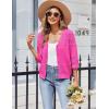 imageZeagoo Womens 34 Sleeve Cropped Cardigan 2025 Summer Lightweight Crochet Shrug Button Down Knit Sweater CardigansRose Red