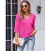 imageZeagoo Womens 34 Sleeve Cropped Cardigan 2025 Summer Lightweight Crochet Shrug Button Down Knit Sweater CardigansRose Red