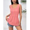imageZeagoo Womens Summer Tank Tops 2025 Pleated Crew Neck Floral Solid Loose Fit Casual Sleeveless Flowy Boho Tunic ShirtsCoral