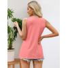 imageZeagoo Womens Summer Tank Tops 2025 Pleated Crew Neck Floral Solid Loose Fit Casual Sleeveless Flowy Boho Tunic ShirtsCoral