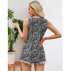 imageZeagoo Womens Summer Tank Tops 2025 Pleated Crew Neck Floral Solid Loose Fit Casual Sleeveless Flowy Boho Tunic ShirtsFloral Black