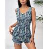 imageZeagoo Womens Summer Tank Tops 2025 Pleated Crew Neck Floral Solid Loose Fit Casual Sleeveless Flowy Boho Tunic ShirtsFloral Blue