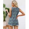imageZeagoo Womens Summer Tank Tops 2025 Pleated Crew Neck Floral Solid Loose Fit Casual Sleeveless Flowy Boho Tunic ShirtsFloral Blue