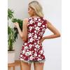imageZeagoo Womens Summer Tank Tops 2025 Pleated Crew Neck Floral Solid Loose Fit Casual Sleeveless Flowy Boho Tunic ShirtsRed White Flower