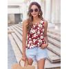 imageZeagoo Womens Summer Tank Tops 2025 Pleated Crew Neck Floral Solid Loose Fit Casual Sleeveless Flowy Boho Tunic ShirtsRed White Flower