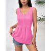 imageZeagoo Womens Summer Tank Tops 2025 Pleated Crew Neck Floral Solid Loose Fit Casual Sleeveless Flowy Boho Tunic ShirtsRose Red