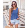 imageZeagoo Womens Summer Tank Tops 2025 Pleated Crew Neck Floral Solid Loose Fit Casual Sleeveless Flowy Boho Tunic ShirtsRoyal Blue