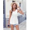 imageZeagoo Womens Summer Tank Tops 2025 Pleated Crew Neck Floral Solid Loose Fit Casual Sleeveless Flowy Boho Tunic ShirtsWhite