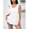 imageZeagoo Womens Summer Tank Tops 2025 Pleated Crew Neck Floral Solid Loose Fit Casual Sleeveless Flowy Boho Tunic ShirtsWhite