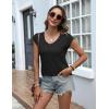 imageZeagoo Womens Tops Cap Sleeve T Shirts V Neck Basic Tees Tops Lightweight Casual Summer Fashion Trendy Outfits Clothes1black