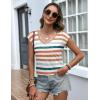 imageZeagoo Womens Tops Cap Sleeve T Shirts V Neck Basic Tees Tops Lightweight Casual Summer Fashion Trendy Outfits Clothes1colorful Stripestw793
