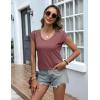 imageZeagoo Womens Tops Cap Sleeve T Shirts V Neck Basic Tees Tops Lightweight Casual Summer Fashion Trendy Outfits Clothes3 Packredblackwhite